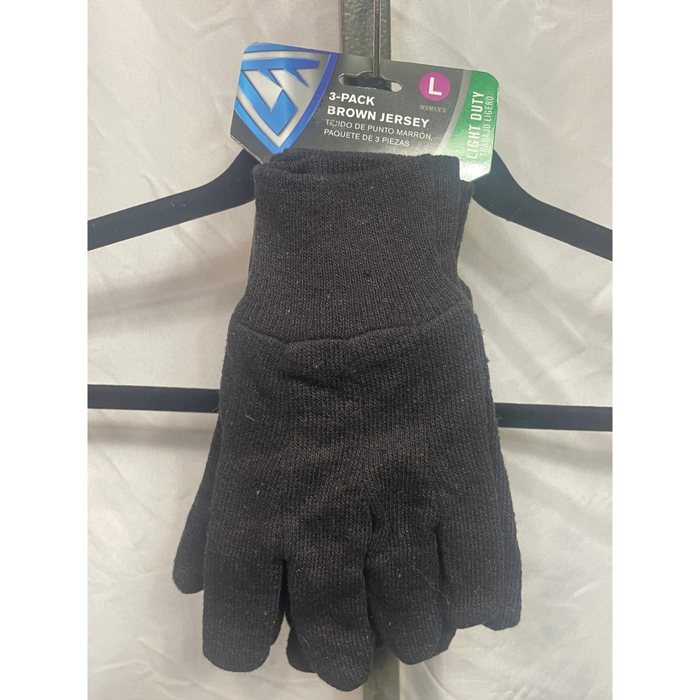 West Chester 3-Pack Brown Jersey Light Duty Work Gloves W Size Large 65090-W3